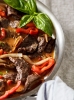 Thai beef in red curry coconut milk sauce *