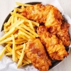French fries with crispy chicken fillet
